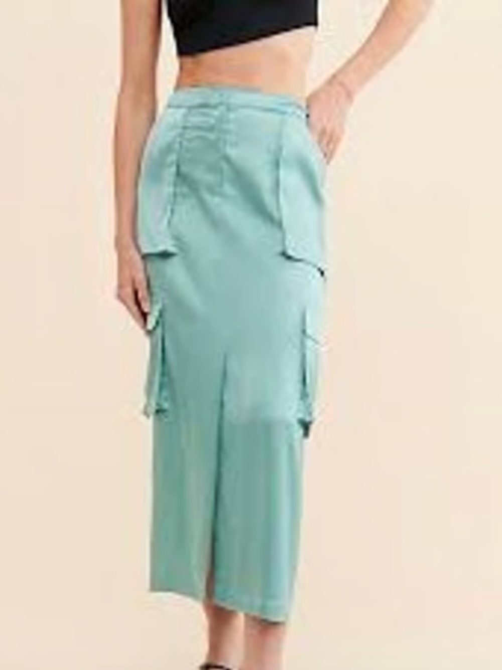 Summer Staple Silky Utility Midi Skirt NWT Med  Anthropologie Sunday in Brooklyn
